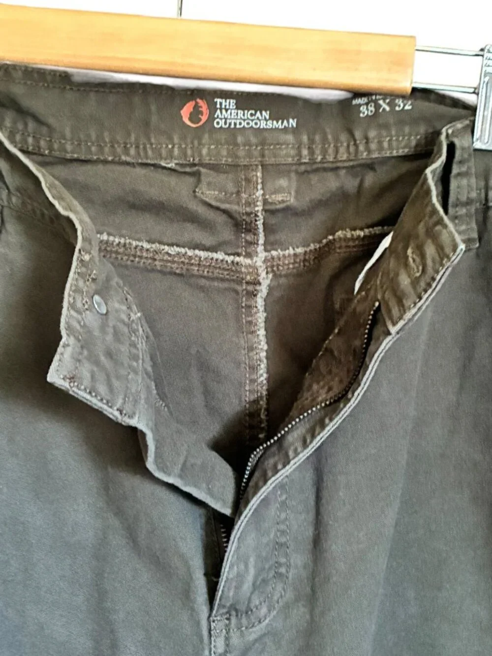 The American Outdoorsman Pants Mens 38x32 Brown Good Utility Canvas Workwear